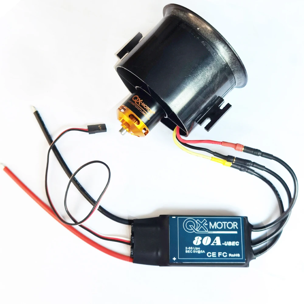 

70MM EDF Set 12 Blade Ducted Fan 4S 6S Brushless Motor 60A 80A ESC for FMS RC Airplane Engine Power System