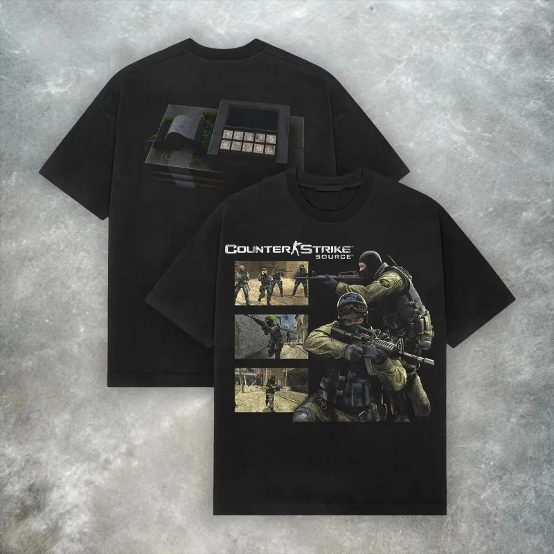 Men's Counter Strike: Origin T-shirt - Retro Y2K Street Wear, Suitable for Casual Men and Women All Seasons