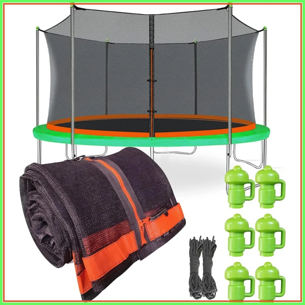 

UV-Resistant Trampoline Net Replacement with Pole Caps, Weather-Proof & Durable for 12-15 ft Round Safety