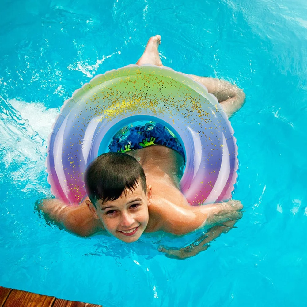 

1Pcs Rainbow PVC Inflatable Swim Ring Summer Pool Beach Floating Ring Outdoor Swim Accessory Summer Swimming Pool Toy