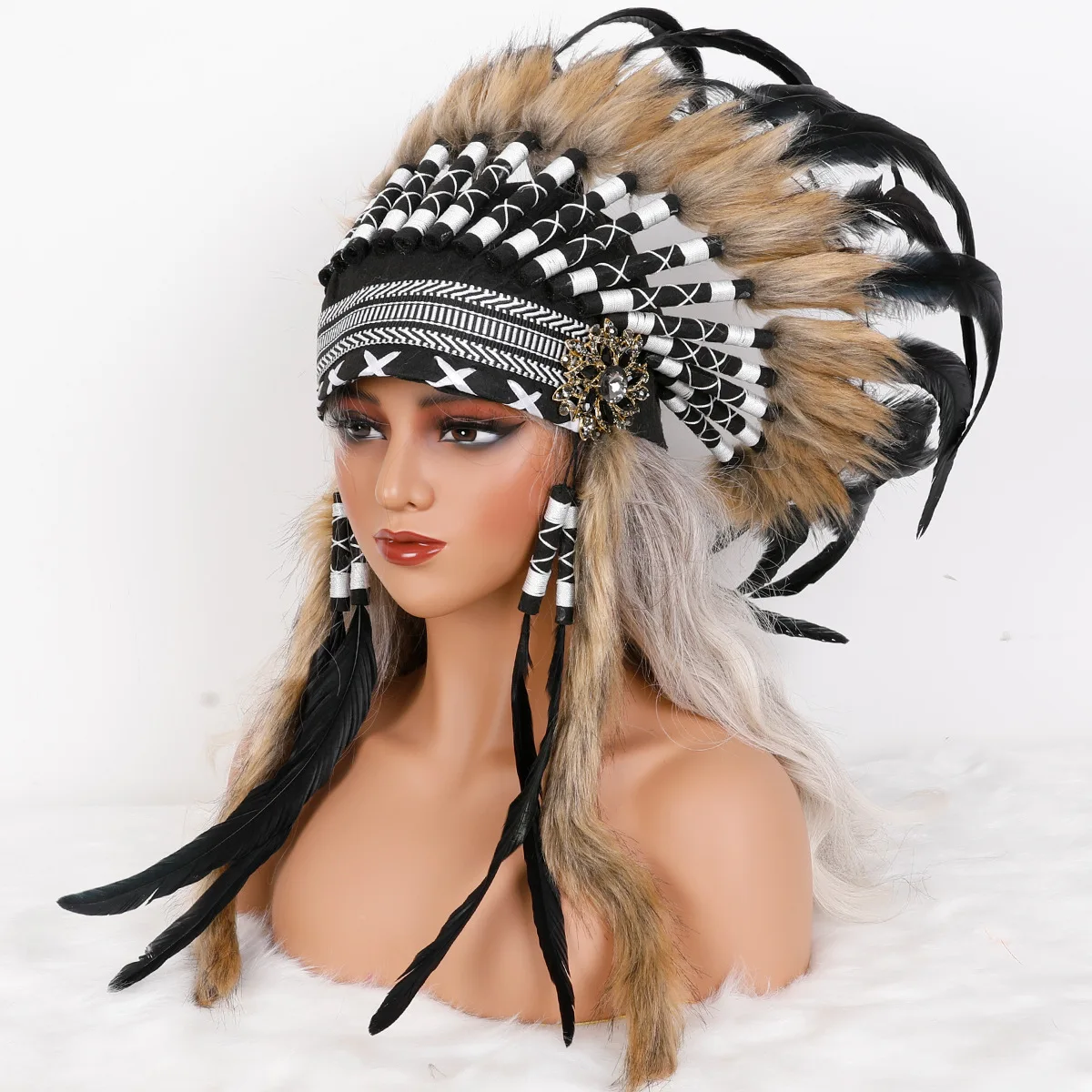 

Women's Funky Chief Headdress Headband with Feathers for Halloween Stage Hair Accessory Performances And Photo Shoots