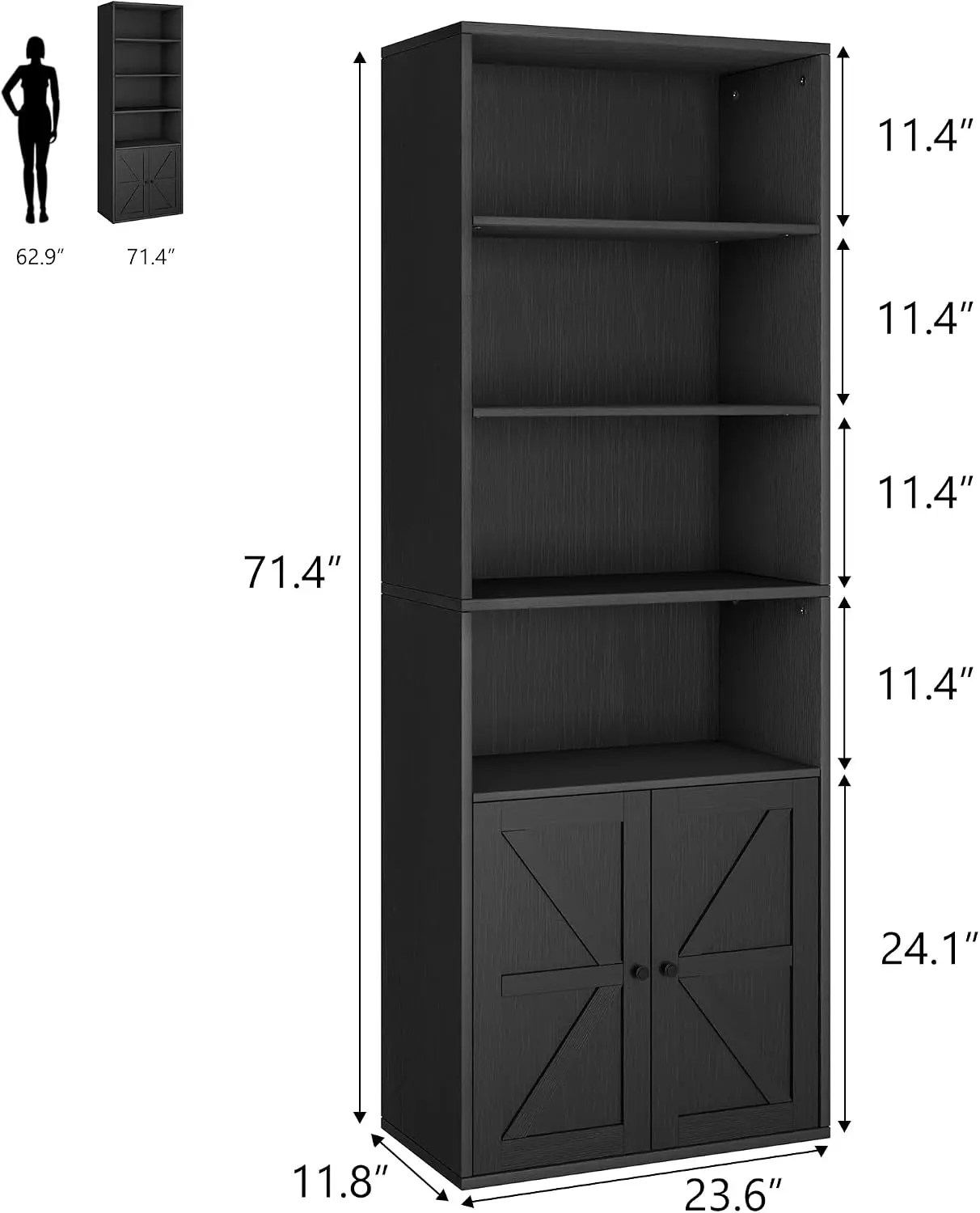Garvee 71.4inch Display Storage Living Room Cabinets for Home, Bedroom and Office Wood Luxury Accent Craft Console Cabinets Bookshelf Organizer Trendy Furniture