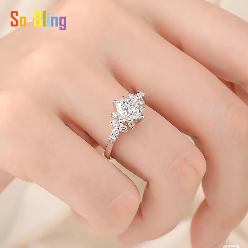 So-Bling 2ct مويسانيتي خاتم الماس الأميرة 925 فضة خواتم للنساء أنيقة غرامة مجوهرات حفلة هدية #4
