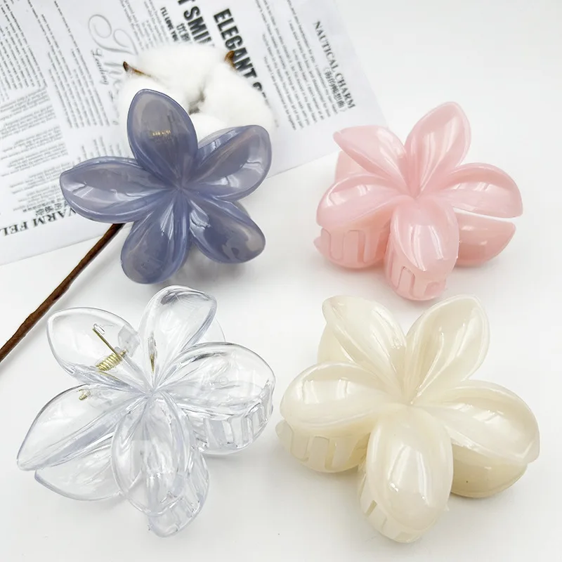 Fashion Transparent Jelly Flower Hair Claw Clips Crabs Hairpins For Women Girls Sweet Ponytail Hairgrips Beach Hair Accessories