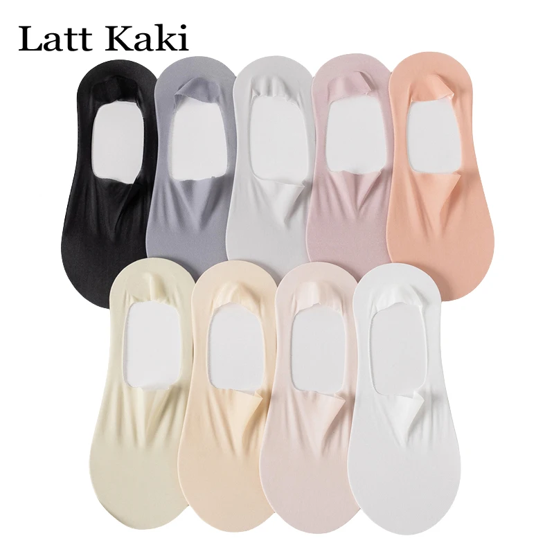 9 Pairs/Lot Women's Sock Slippers New Ice Silk Plain Mesh Socks Invisible Ultrathin Breathable No Show Socks For Women Non-slip