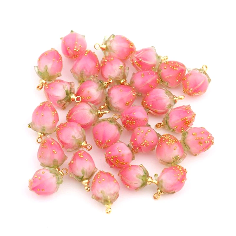 Lovely 3D Strawberry Fruit Resin Charms Pendant Earring Handmade For Diy Jewelry Making Charms For Necklace Bracelet