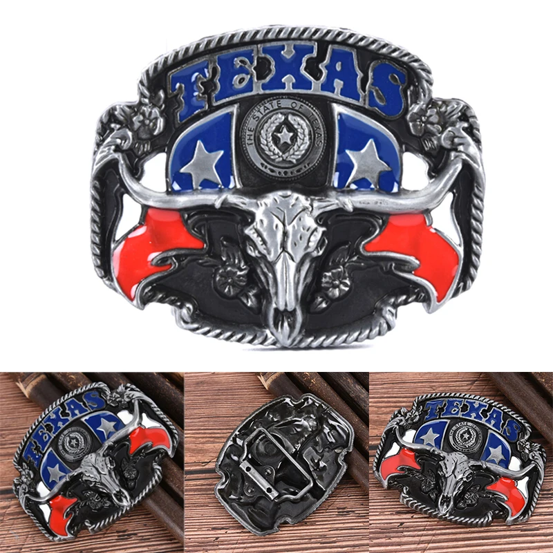 Western Mens Cowboy Cowgirl Bull Texas Alloy Leather Belt Buckle Vintage Punk