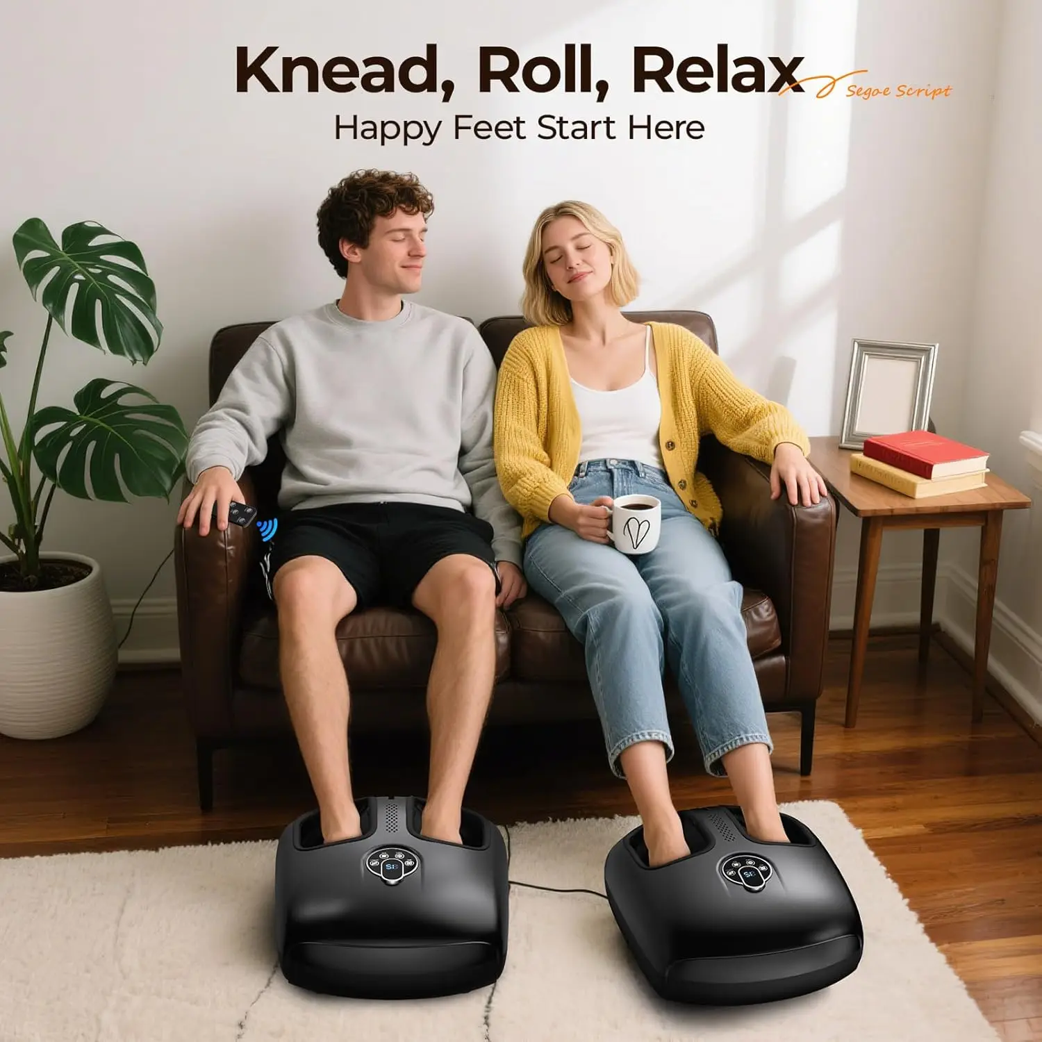 

Electric Deep Kneading Foot Massager 4 Modes 5 Intensities - Heat Vibration Compression for Muscle Relaxation Circulation Boost