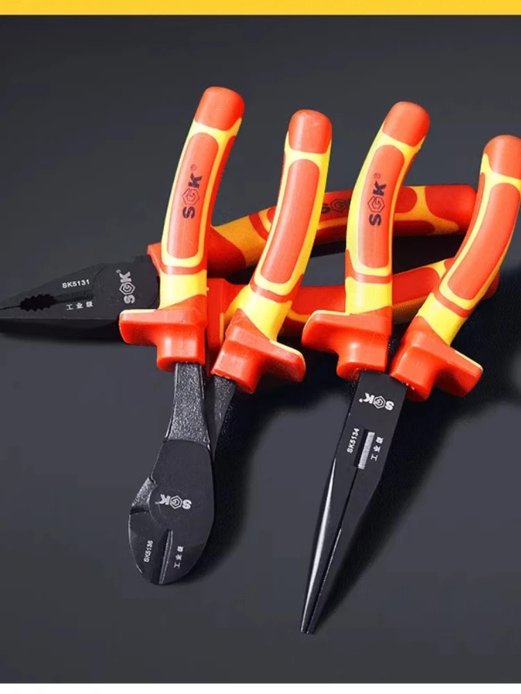 Щипцы для изолированной проволоки, специальные остроконечные плоскогубцы для электриков, диагональные плоскогубцы, устойчивость к высокому напряжению 1000 В