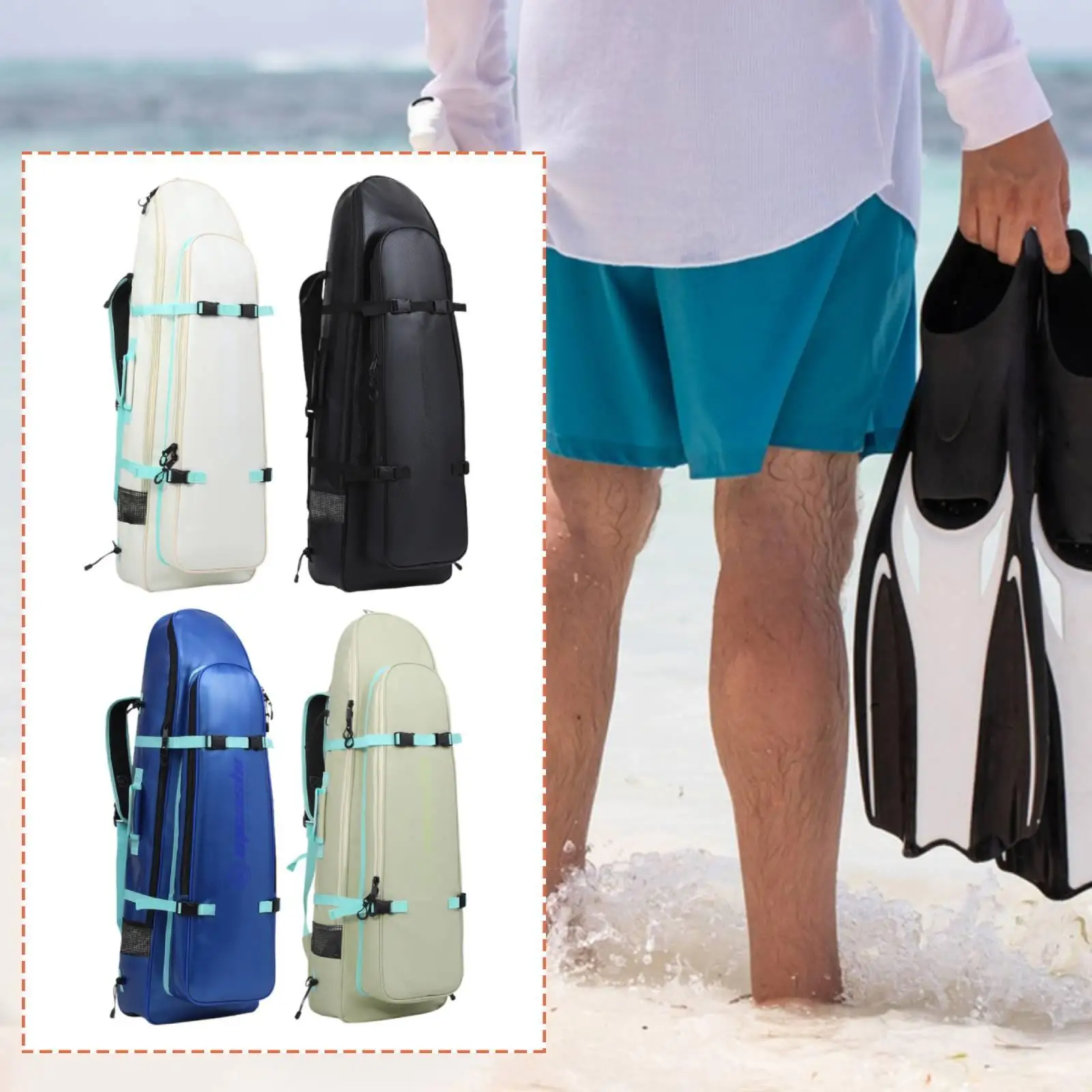 

Portable Long Fins Mesh Bag Multifunctional Diving Backpack Fins Case Waterproof Storage Gear for Beach