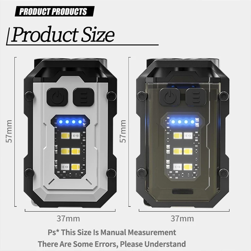 Mini linterna llavero con clip COB luz lateral IPX5 impermeable, luz de bolsillo EDC magnética LED para trabajo, Camping, caminar con perros