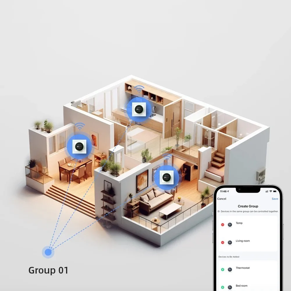 

New WiFi Smart Knob Thermostat Gas Boiler Electric Heating Home Humidity Meter Accurate Plastic Measurement Tool