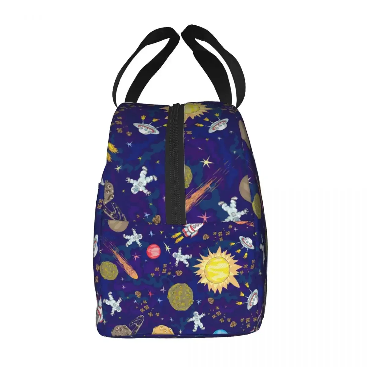 Cartoon Space Planet Rocket Thermal Insulated Lunch Bag Women Astronaut Spaceship Portable Lunch Box for Kids School Food Bags