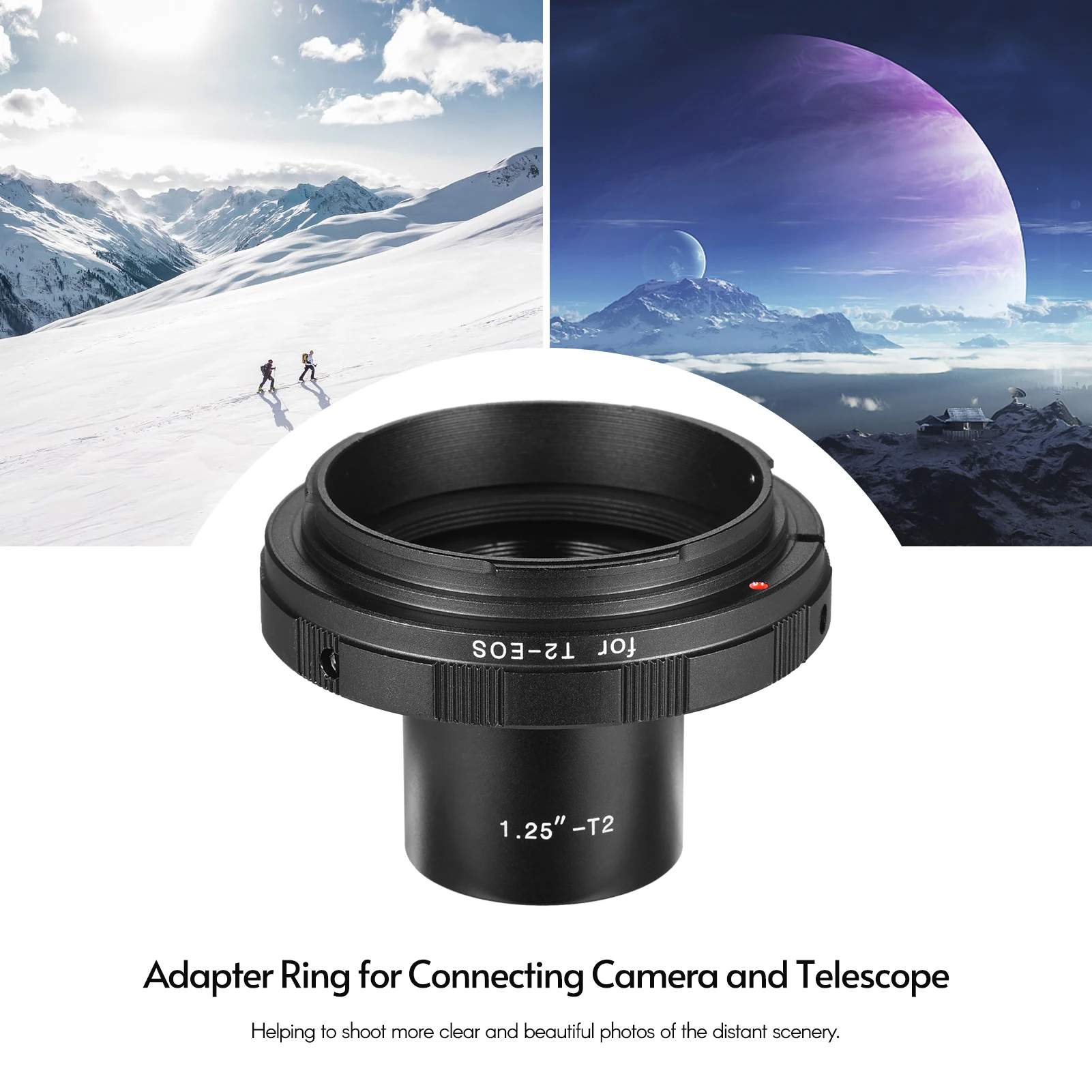 Andoer 1.25-T2-EOS Adapter Ring for Canon EOS Camera 1.25 Inch Eyepiece T2 Telescope for Scenery Photography Astrophotography