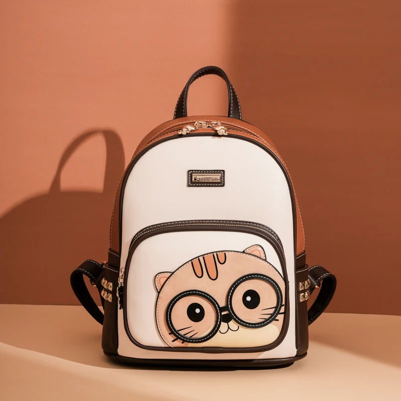 

Girls' cartoon fashion backpacks, cute large-capacity backpacks, trendy soft leather student schoolbags
