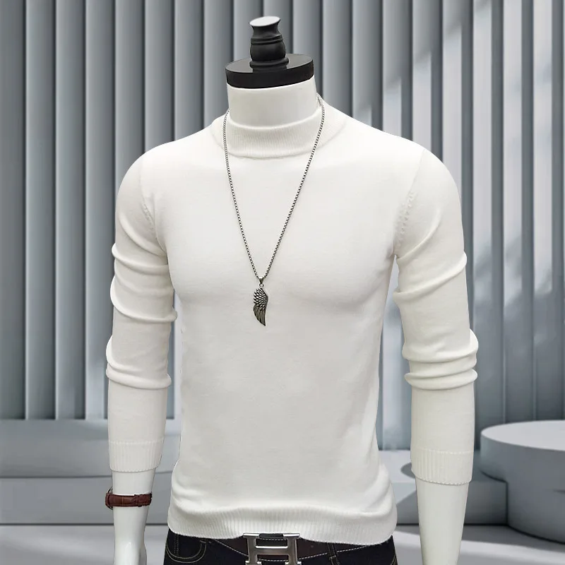 

Men's Thermal Slim Fit Color Knitwear Elastic Hoodie Casual Versatile Base Layer irt for Autumn And Winter