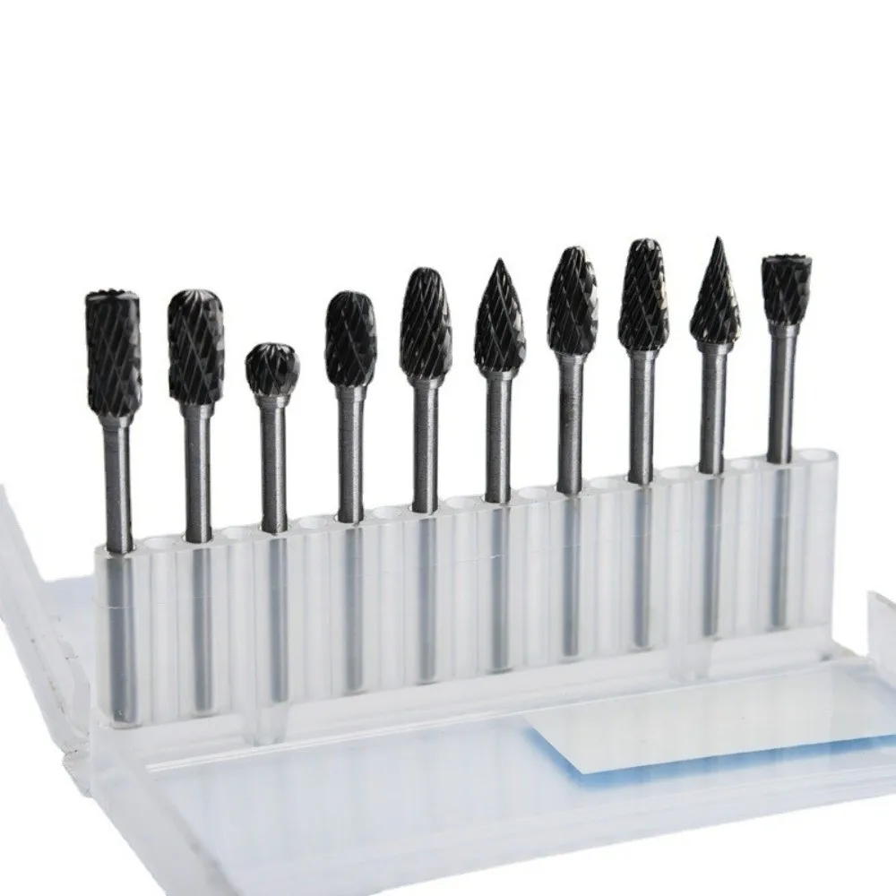 

10 шт./компл., мини-фрезы из карбида вольфрама, твердый сплав, 6 мм, хвостовик, шлифовальная головка, промышленный роторный напильник, гравировка по металлу