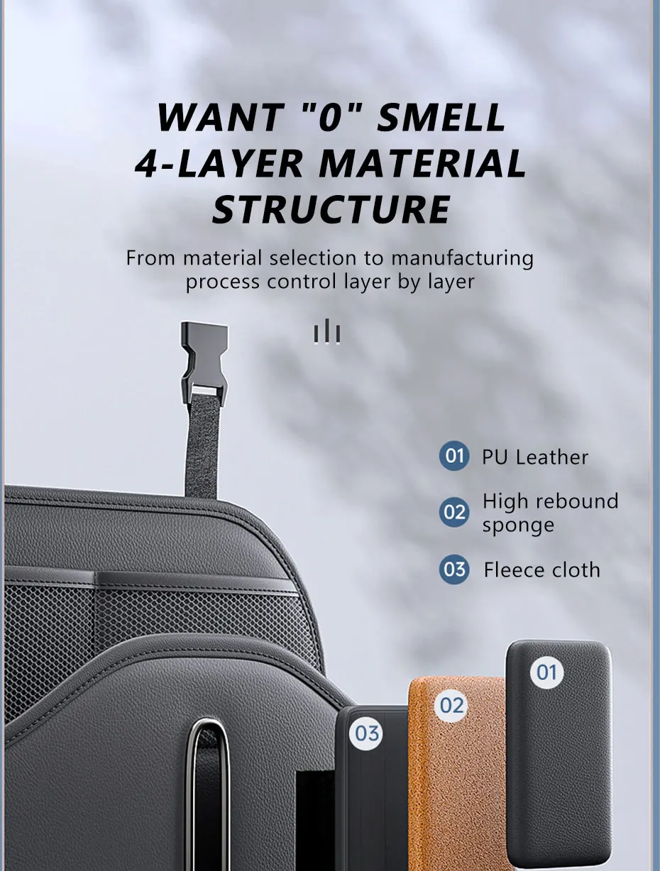 SEAMETAL PU Leder Auto Sitz Zurück Organizer Multifunktionale Auto Sitz Kopfstütze Hängende Lagerung Tasche Mit Tissue Box Getränke Halter – Detail 6