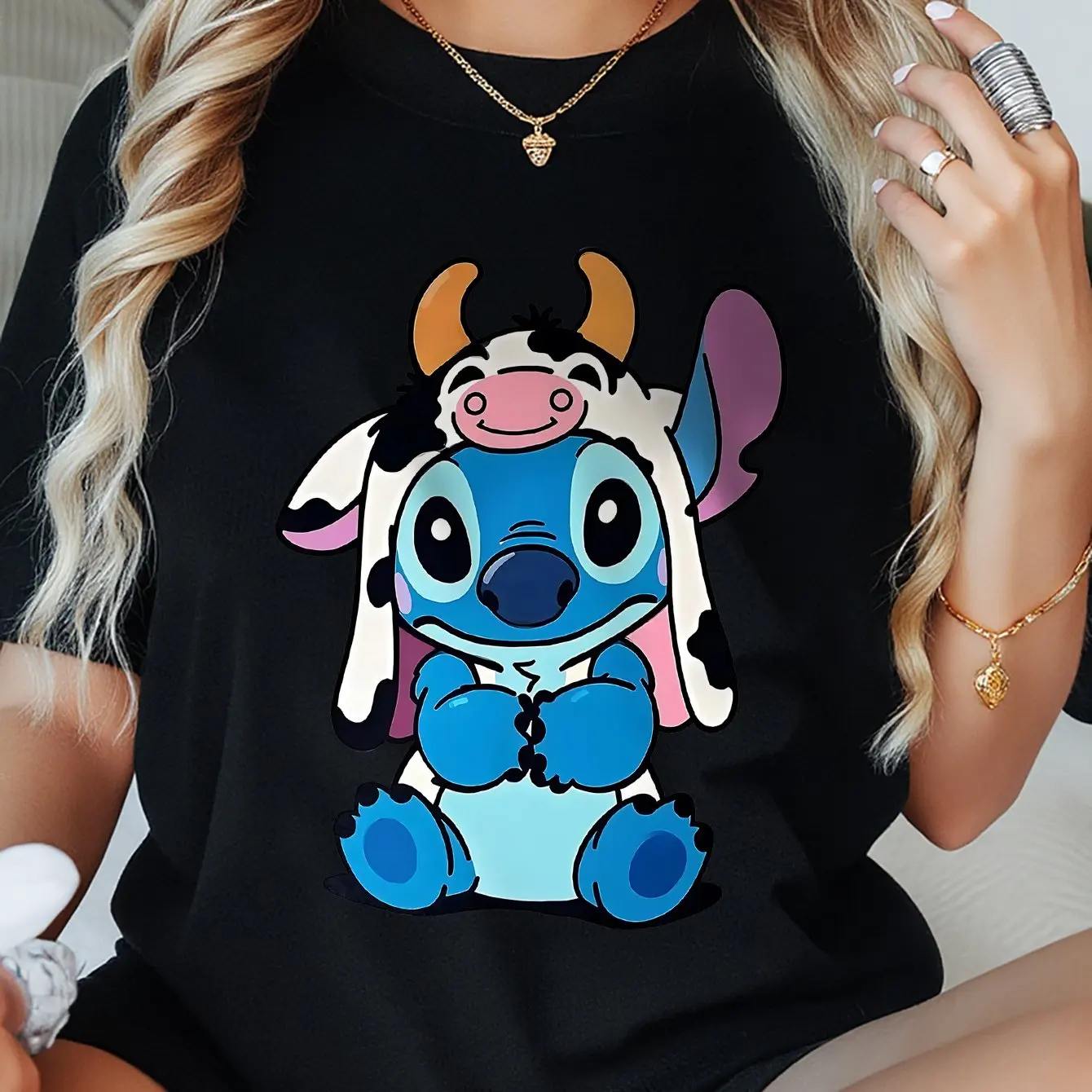 

Stitch Graphic Printing Summer Autumn Winter Cotton Men's and Women's T-Shirts Short Sleeves Luxury Outdoor Sports Brand