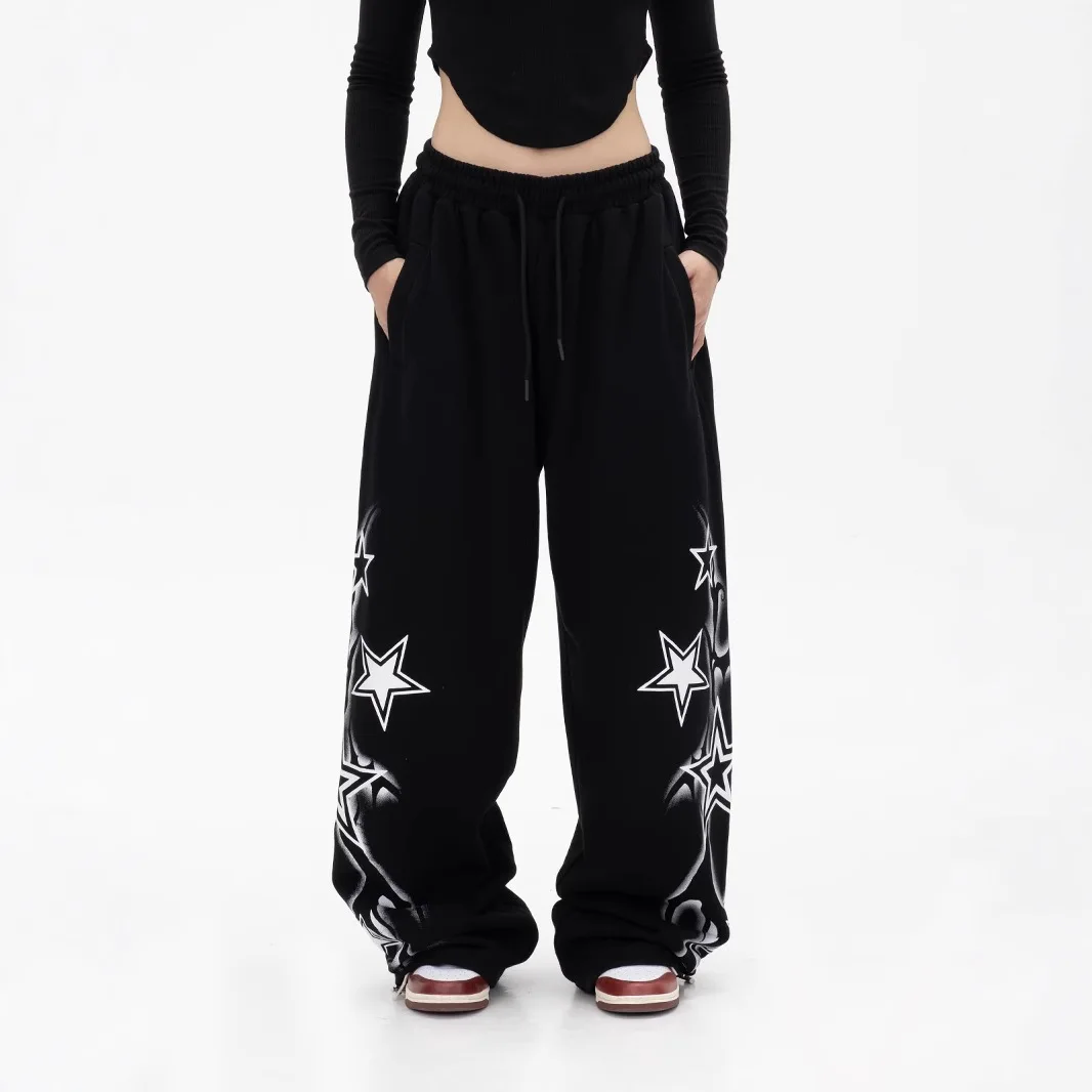 

Cross-border American gray hip-hop sweatpants lady jazz loose casual trousers hiphop dancing straight wide-leg trousers Y2K