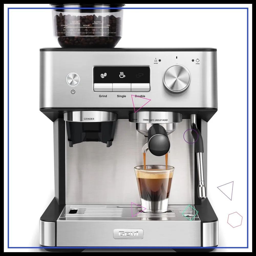 

Кофемашина эспрессо 2026 года (обновленная модель) с давлением 20 бар, встроенной кофемолкой и капучинатором, профессиональная кофеварка для дома, для приготовления капучино и латте