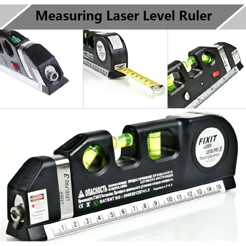 Laser Level Horizon Vertical Measure 8FT Aligner Standard and Metric Rulers Multipurpose Measur