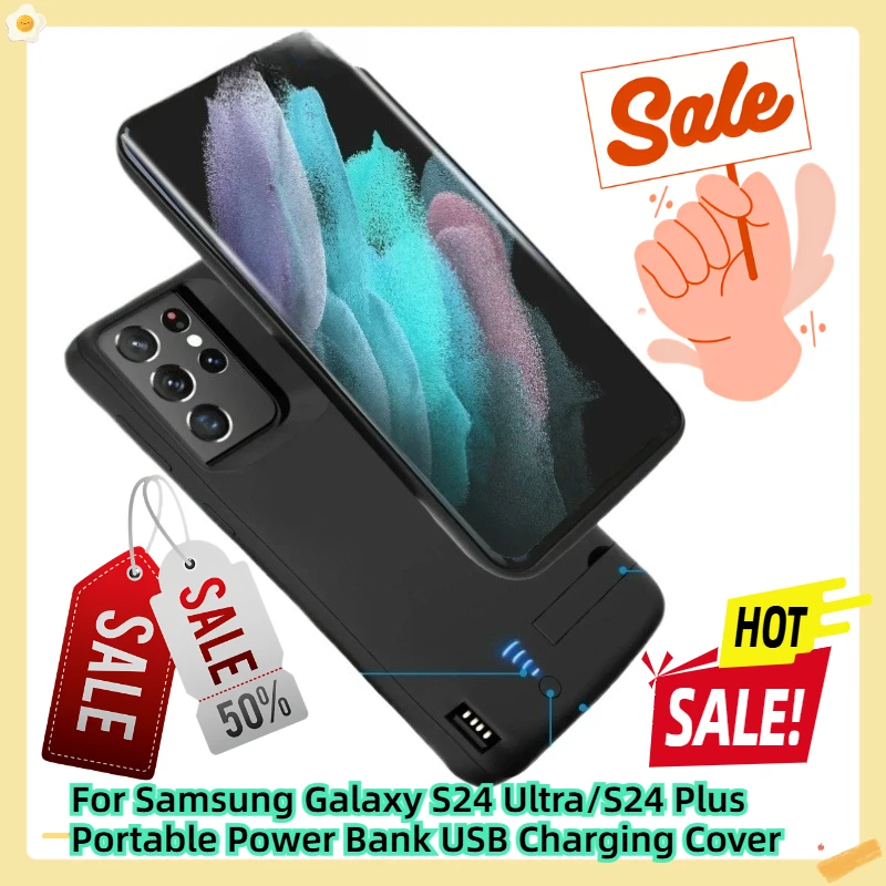 

For Samsung Galaxy S24 Ultra/S24 Plus Portable Power Bank USB Charging Cover
