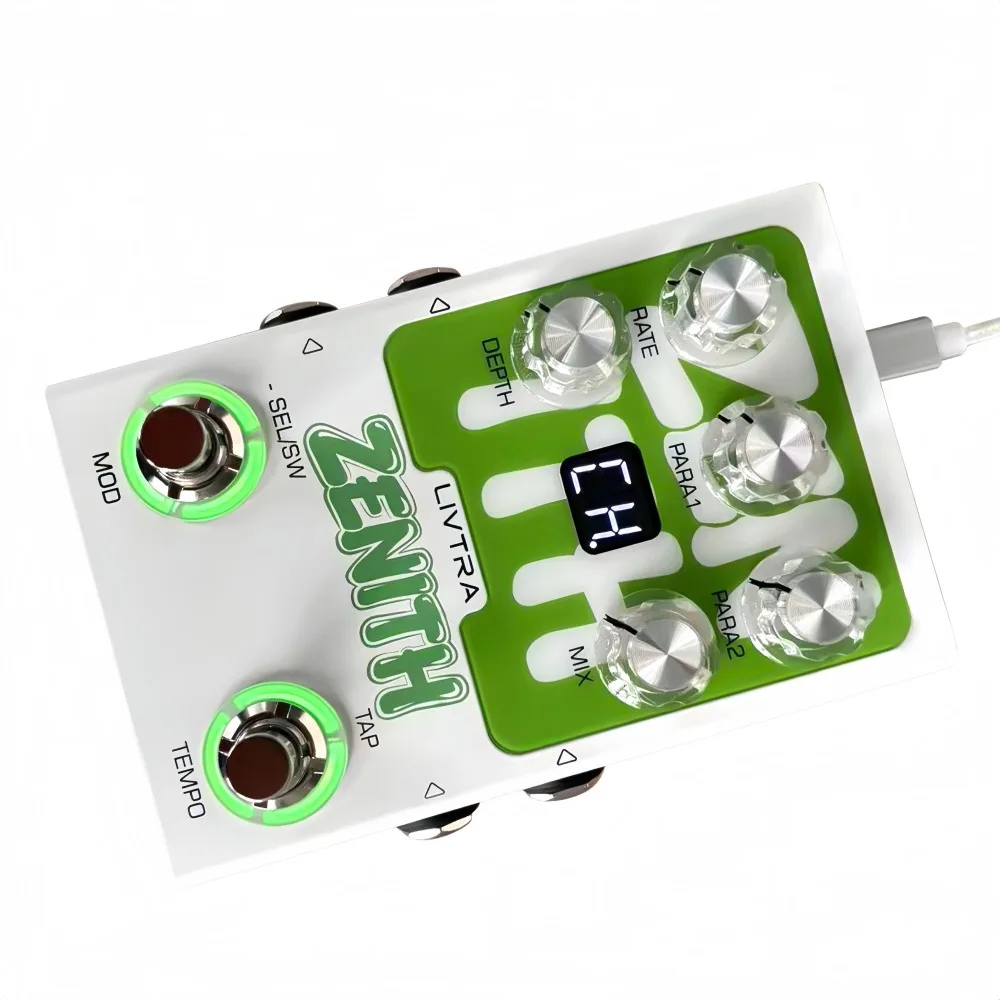

LIVTRA ZENITH Stereo Mod Effect Pedal, 9 Hi-Fi Effects, True Stereo I/O, Tap Tempo+USB Recording for Electric Guitar Performance