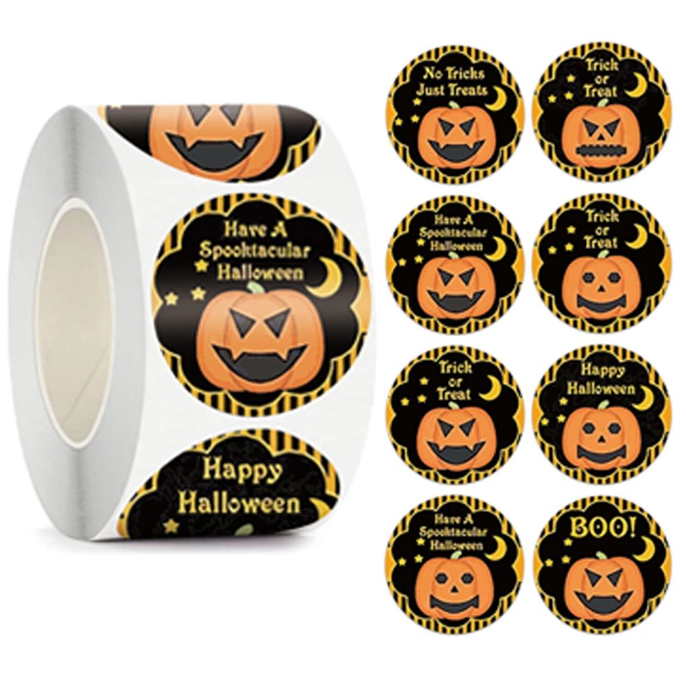 

500pcs Happy Halloween Pumpkin Ghost Sticker Holiday Gift Halloween Party Decor Stickers Handmade DIY Packaging Sealing Labels