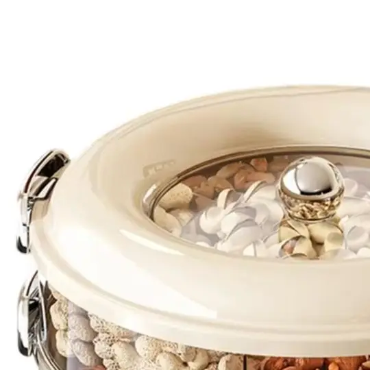 1 Piece Rotating Sealed Snack Box Vintage Style Fruit Tray For New Year Celebration Kitchen Food Storage Container Organizer