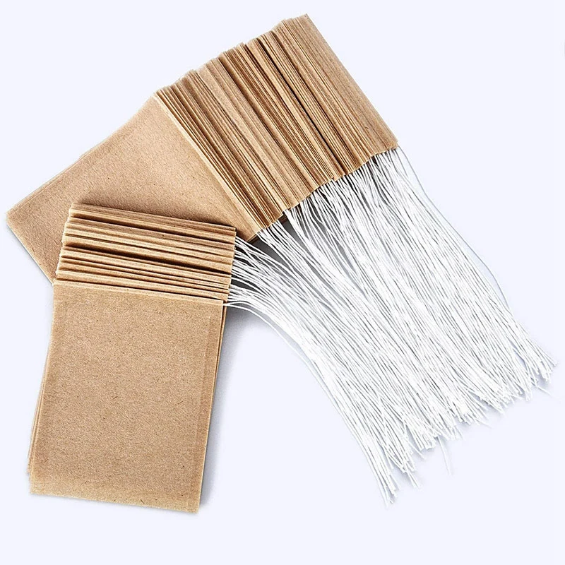 كيس فلتر شاي ورقي للاستعمال مرة واحدة برباط ، مناسب للشاي والقهوة السائب ، ورق غير مبيض ، #4