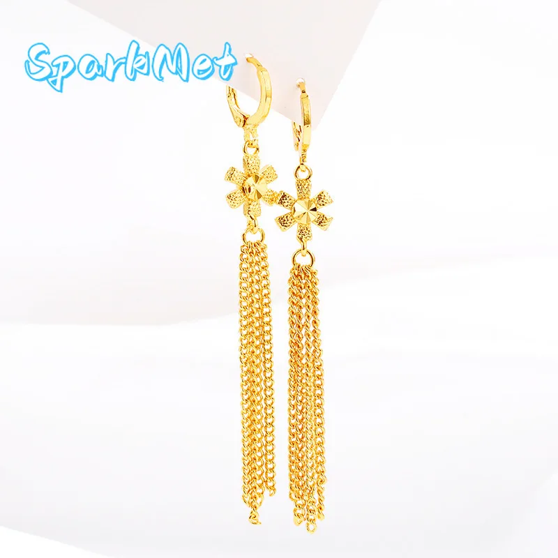 

Серьги SparkmetAU999 для женщин, новая модель, из настоящего золота 24K, ювелирные изделия, серьги-кисточки для коктейльных вечеринок, подарок для благородной богини