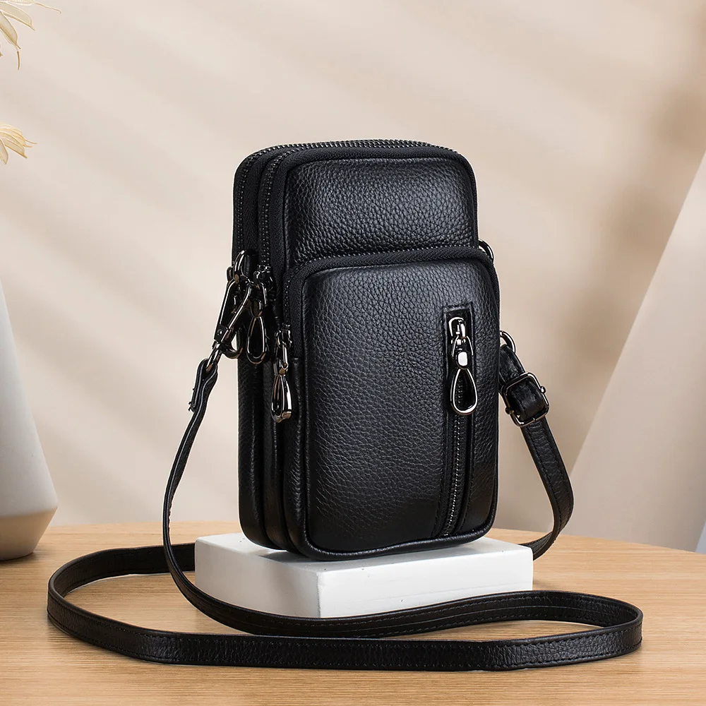 Small Crossbody Wallet Phone Bag Women Leather Mini Crossbody Purse Vertical Cell Phone Messenger Bag Mini Over Shoulder Handbag