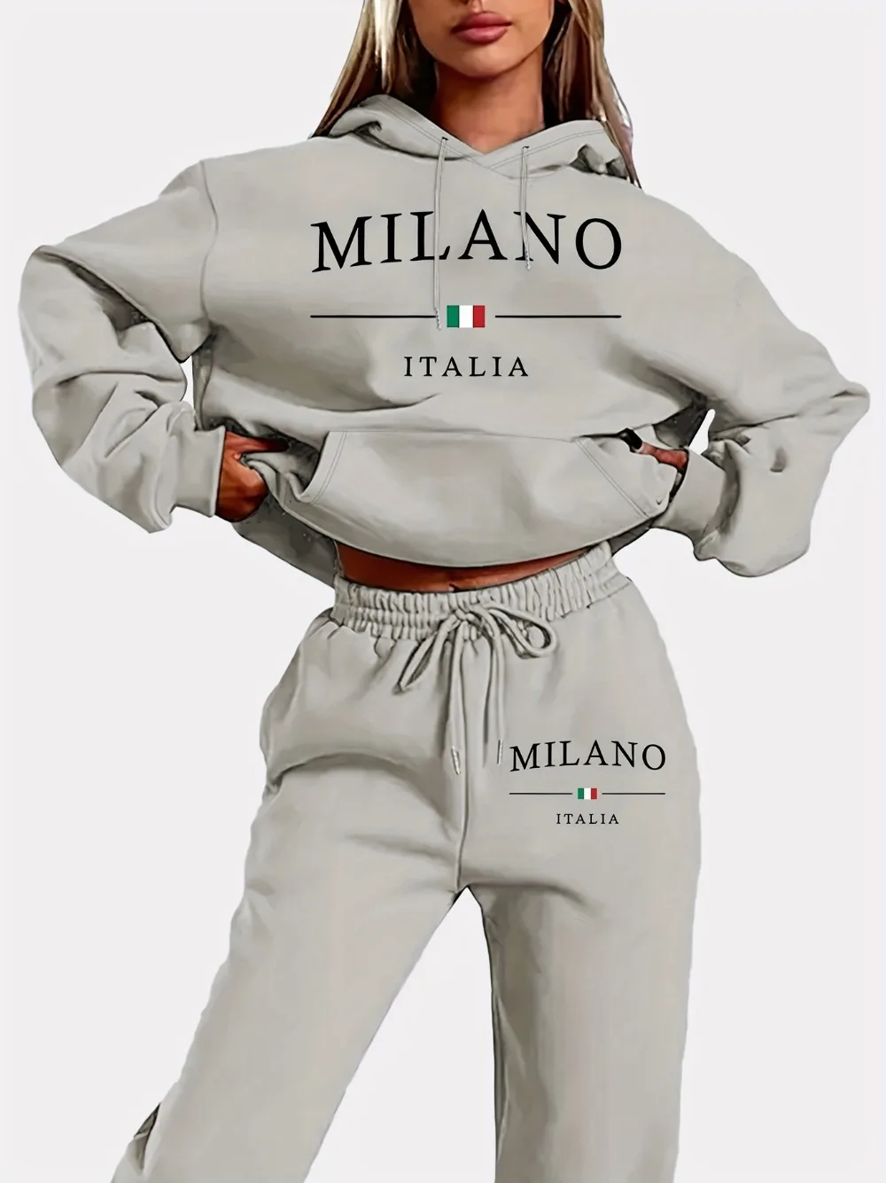 2024 nuova lettera italiana stampa felpa con cappuccio da donna tailleur pantalone con camicia casual a maniche lunghe con cappuccio vestiti Sudadera
