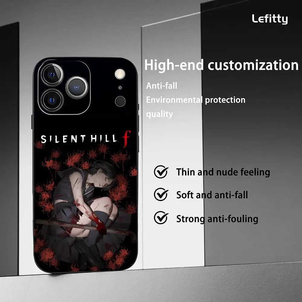 เคสโทรศัพท์ลายวิดีโอเกม Silent Hill สำหรับ iPhone 17 16 15 14 13 12 11 Pro Max Plus Mini สีดำด้านแบบนิ่ม