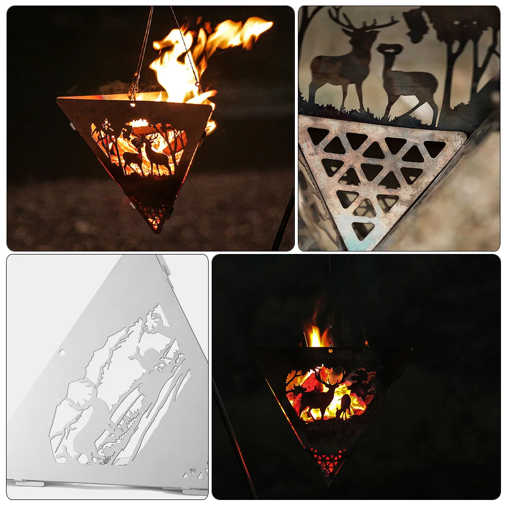 

Camping Stoves Bonfire Triangle Firewood Burner Adjustable Platform Silver Outdoor