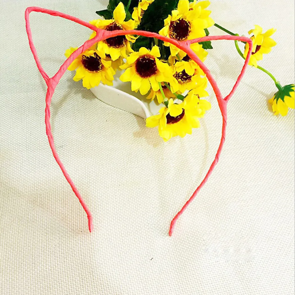 

10Pcs Cat Ear Headband Hair Hoop Flexible Size Comfortable Party Birthday Halloween Hair Accessory Cat Ear Headband