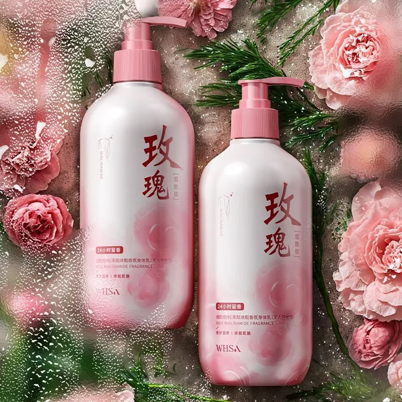aha-niacinamide-body-lotion-brightening-exfoliating-moisturizer-rose-scent-long-lasting-fragrance-hydrating-soft-smooth-skin