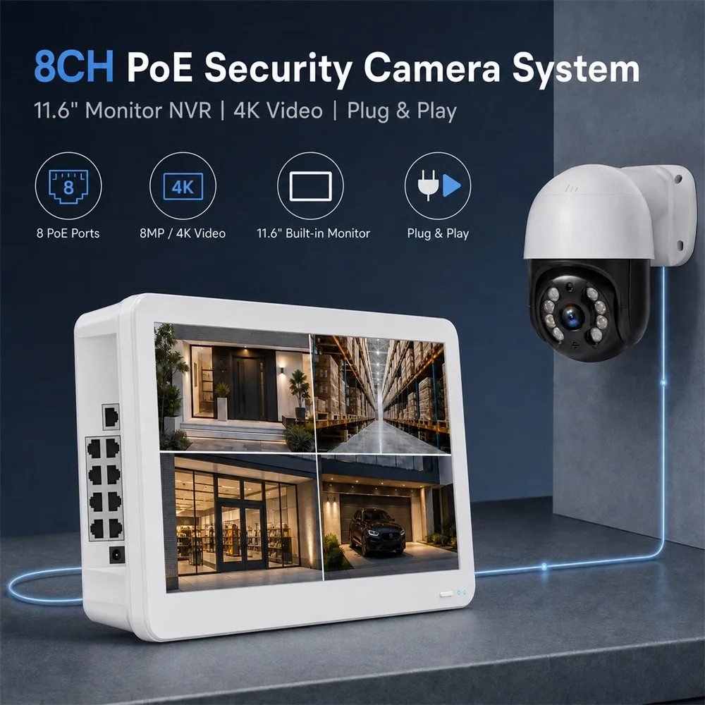 4CH 4K NVR 8MP PoE Camera System 11.6