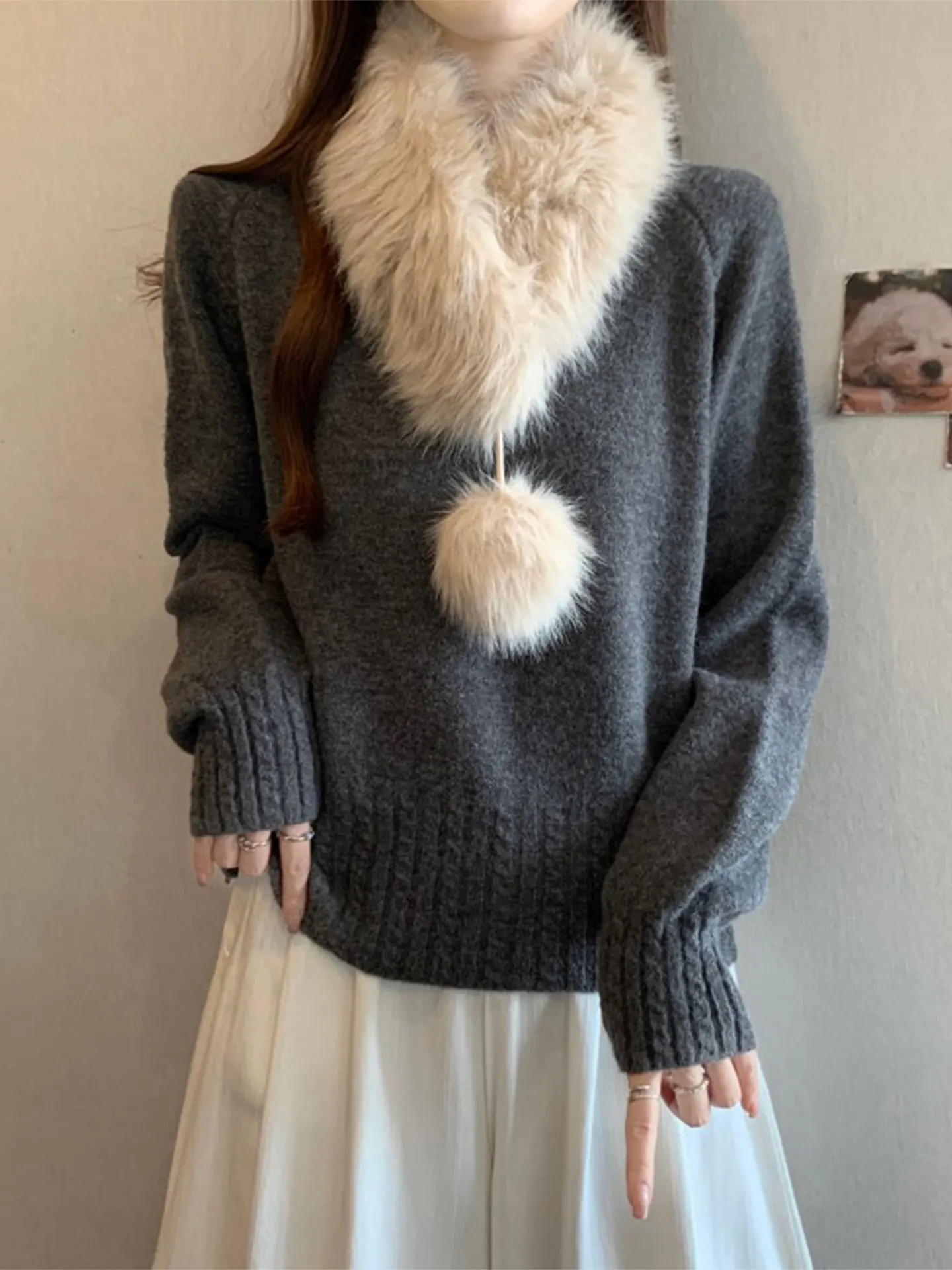 

Ay Long Sve вязаный свитер женский больших размеров для похудения зимняя мода повседневная толстовка из мягкого полиэфирного волокна топ