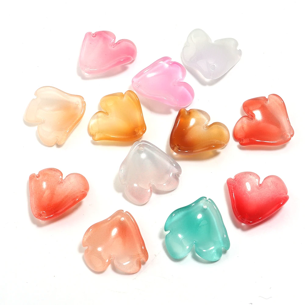 

50pcs Gradient Color Flower Petal Shape Bead 19x19.5mm Lampwork Glass Loose Beads for DIY Craft Decoration Making Accessories