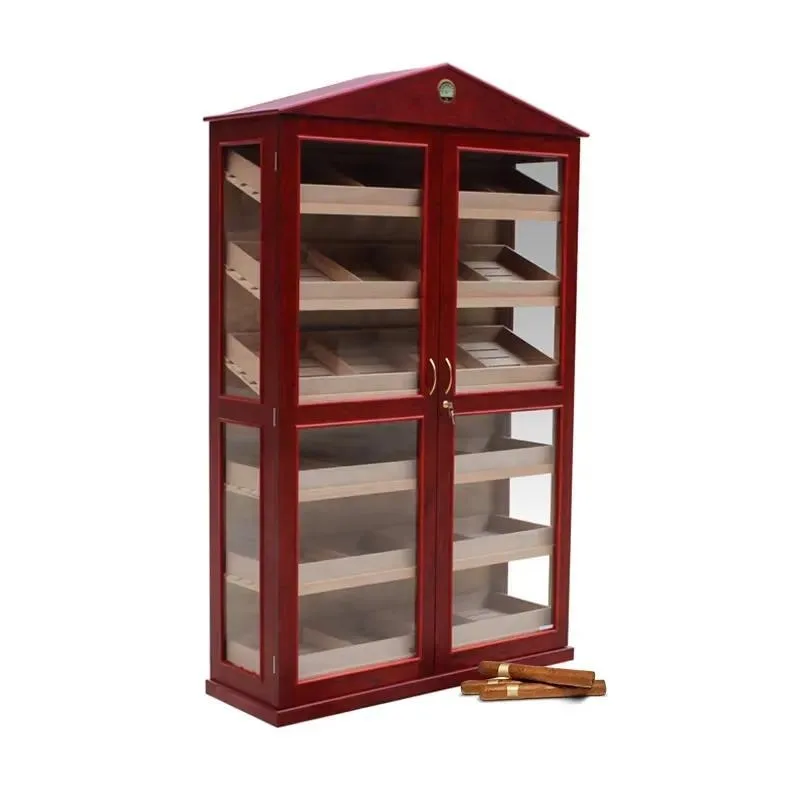 Wholesale Large Capacity Wooden Double Door Cigar Cabinet with LED Light 5000 Count Display Humidor for Storage and Showcase