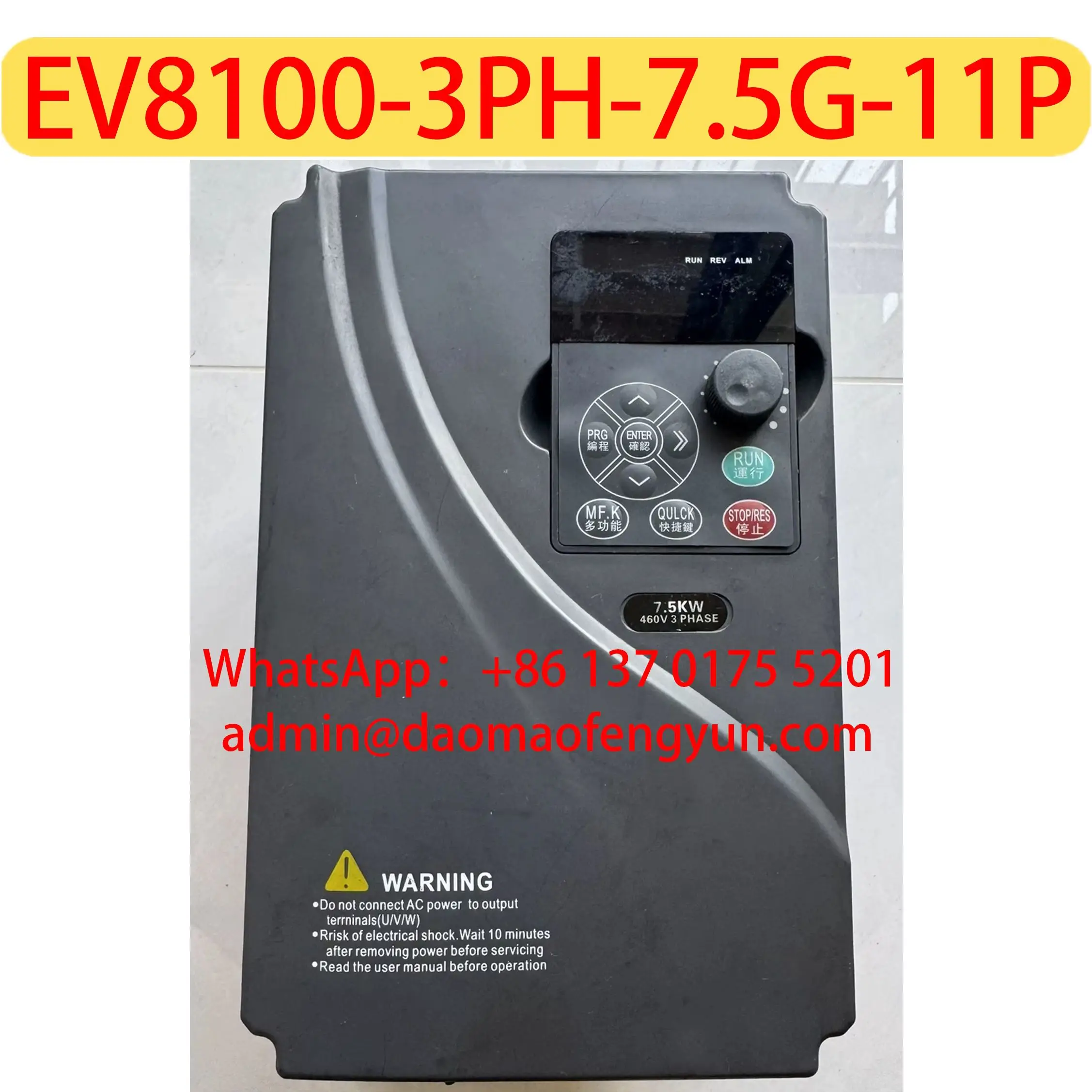 

EV8100-3PH-7.5G-11P Used Variable-frequency drive，Tested ok，Fast shipping