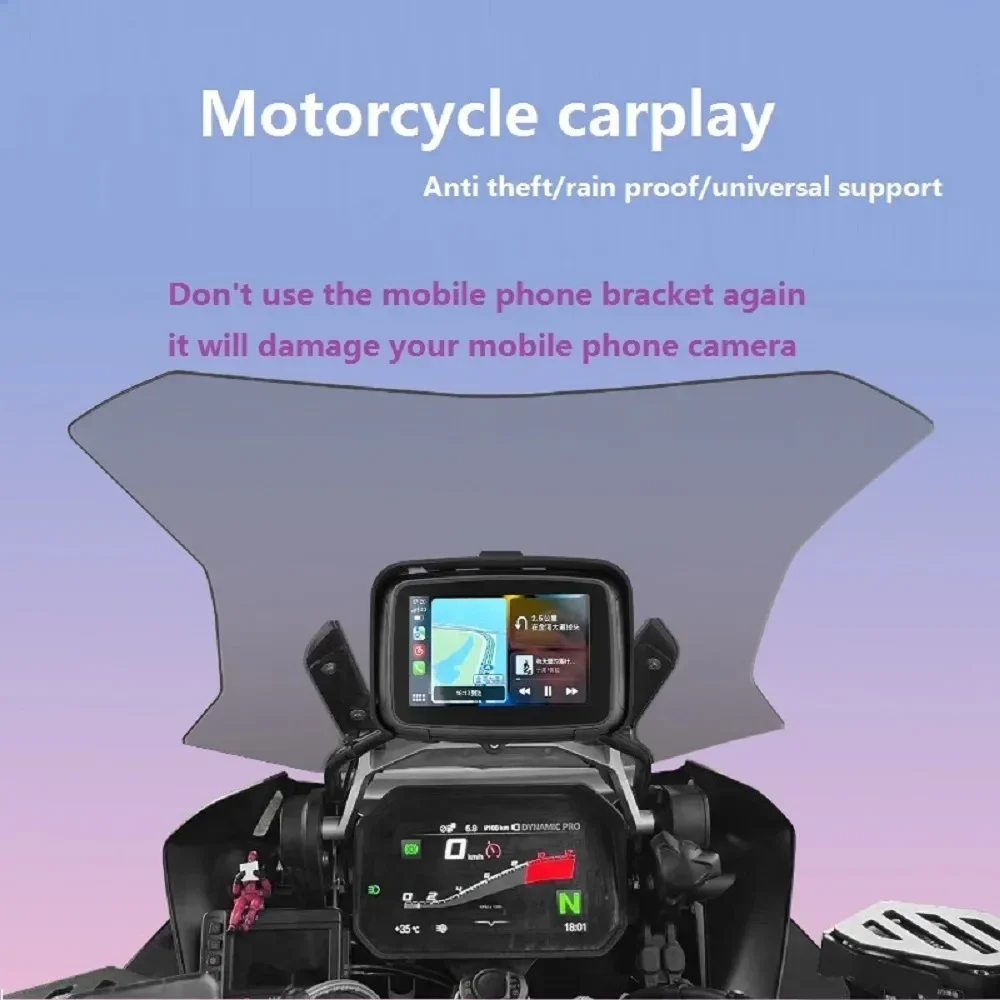 GPS Navigation Motorcycle IPX7 Waterproof Carplay Portable Motorcycle Wireless Android Auto  Screen with BT