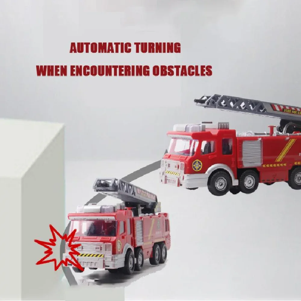 Boy Fire Truck Toy Diecast Fire Truck Model,water-Spraying Toy Fire Truck Simulated Sound Light Retractable Rescue Kids Gift