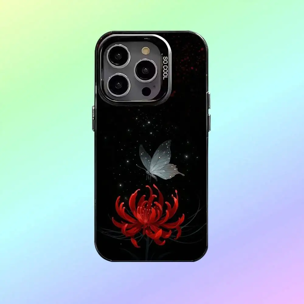 Red Spider Lily Flower Phone Case   For iPhone17,16,15,14,13,12,11 Plus,Pro Max Black Candy Matte Shockproof Cover