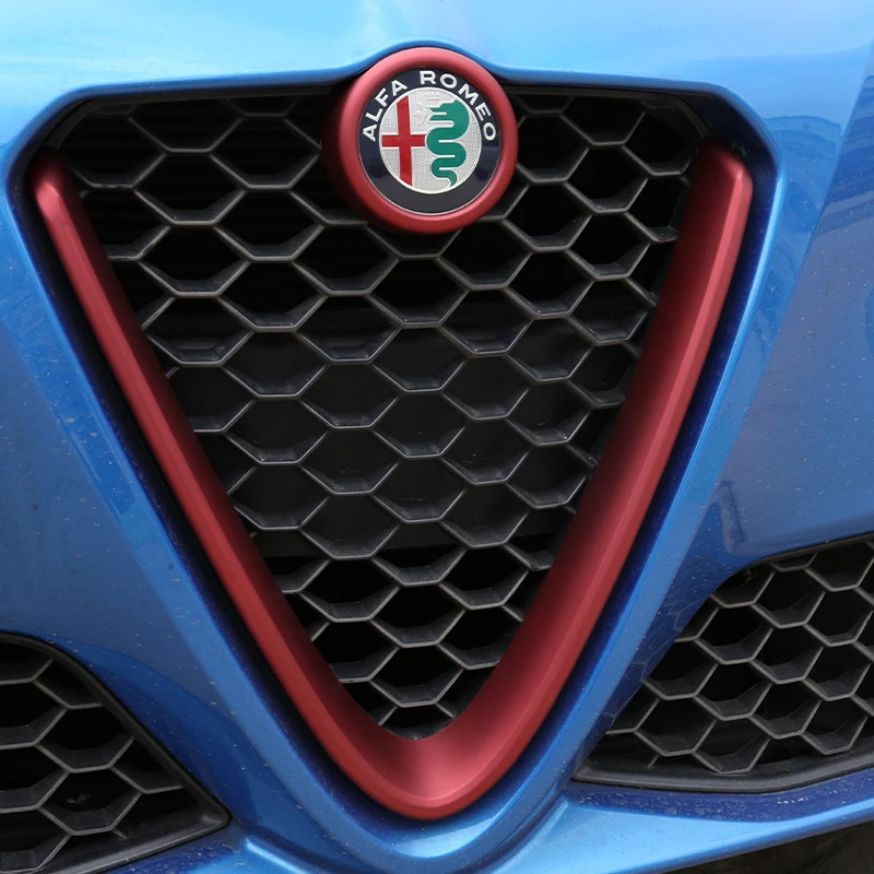 Para alfa romeo giulia 2017 2018 2019 2020 amortecedor dianteiro do carro grades de ar v quadro decoração guarnição adesivo logotipo capa acessórios