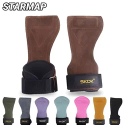 Cowhide Gym Gloves Grips Anti-Skid Weight Power Belt Lifting Pads Deadlift Workout Crossfit Fitness Palm Protection Training