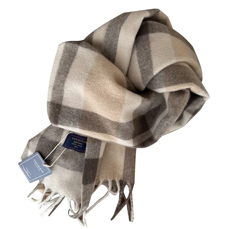 Winter Women Scarf Luxury Brand British Pashmina Classic Plaid Soft Female Male Imitation Cashmere Thermal Muffler Men Shawl