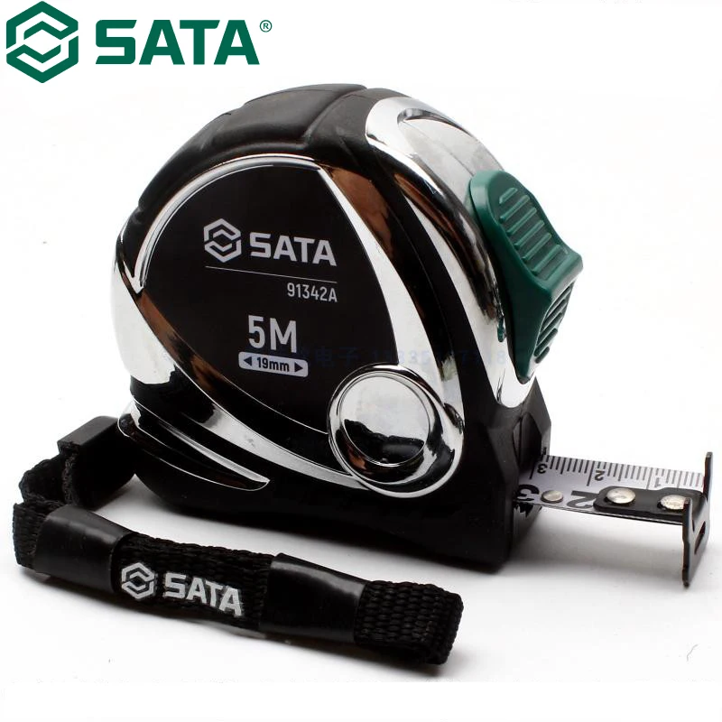 SATA 91342A Kaiti Series Rubber Coated Steel Tape Measure 5Mx19MM High Quality Materials Exquisite Workmanship Simple Operation